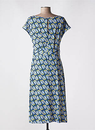 Rochie midi imprimeu fantezie mâneci scurte albastru MARIA BELLENTANI femeie