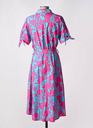 Rochie midi imprimeu floral mâneci scurte roz LEO & UGO femeie