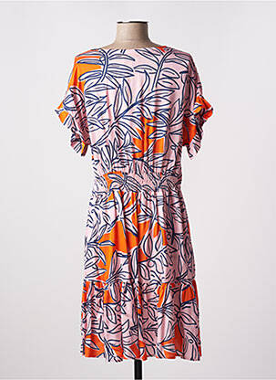 Rochie midi imprimeu fantezie mâneci scurte roz LEO & UGO femeie