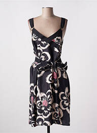 Rochie midi imprimeu floral fără mâneci negru ELEONORA AMADEI femme