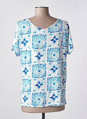 Tricou imprimeu fantezie mâneci scurte albastru LEO & UGO femeie