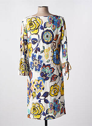 Rochie midi imprimeu floral mâneci 3/4 alb ELEONORA AMADEI femeie