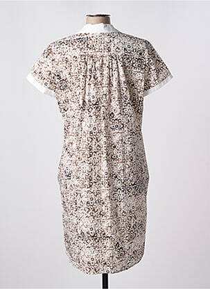 Rochie midi imprimeu floral mâneci scurte bej FUEGO WOMAN femeie