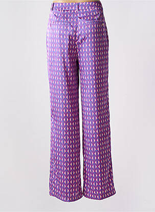 Pantalon larg talie cu cleme talie înaltă violet LOLA CASADEMUNT femeie