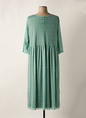 Rochie midi croială fluidă mâneci 3/4 verde SHEEGO femeie
