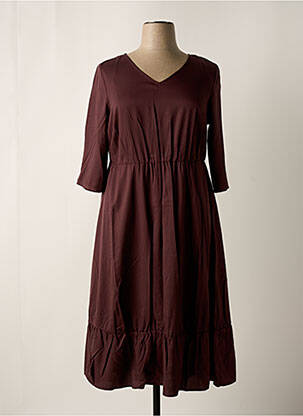 Rochie midi mâneci 3/4 mâneci 3/4 maro SHEEGO femeie