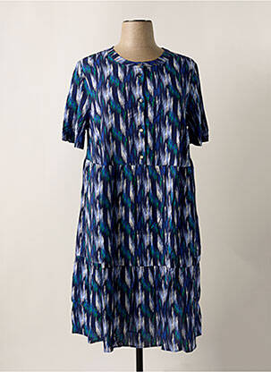 Rochie midi imprimeu fantezie mâneci scurte albastru SHEEGO femeie