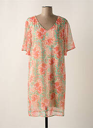 Rochie midi imprimeu floral mâneci scurte portocaliu SIGNE NATURE femeie