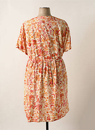 Rochie midi imprimeu floral mâneci scurte bej CREAM femeie