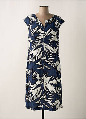 Rochie midi imprimeu fantezie mâneci scurte albastru ORTO BOTANICO femeie
