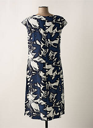 Rochie midi imprimeu fantezie mâneci scurte albastru ORTO BOTANICO femeie