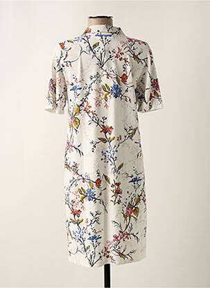 Rochie midi imprimeu floral mâneci scurte bej IVKO femeie