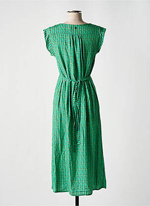 Rochie lungă imprimeu fantezie mâneci scurte verde DIPLODOCUS femeie