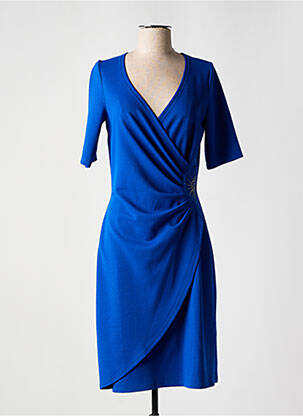 Rochie midi țesătură crep mâneci scurte albastru GREGORY PAT femeie