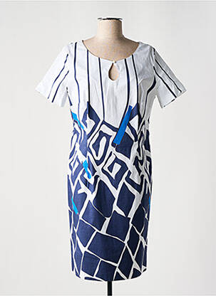 Rochie midi imprimeu fantezie mâneci scurte albastru PAUSE CAFE femeie