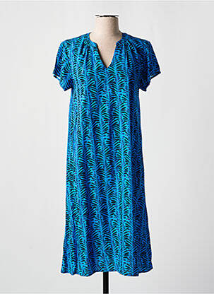 Rochie midi croială fluidă mâneci scurte albastru DIPLODOCUS femeie