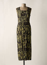 Rochie lungă imprimeu fantezie fără mâneci verde LEO & UGO femme