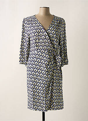 Rochie midi mâneci 3/4 mâneci 3/4 albastru JULIE GUERLANDE femeie