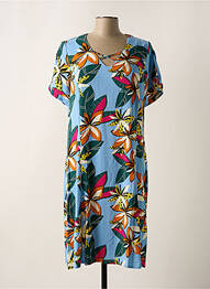 Rochie midi imprimeu floral mâneci scurte albastru GUY DUBOUIS femme