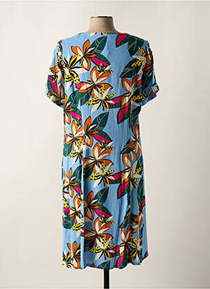 Rochie midi imprimeu floral mâneci scurte albastru GUY DUBOUIS femeie