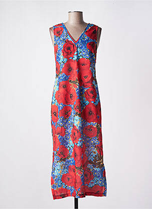 Rochie lungă imprimeu floral fără mâneci roșu MALOKA femeie
