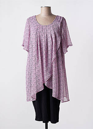 Rochie midi imprimeu floral mâneci scurte roz ZHENZI femeie