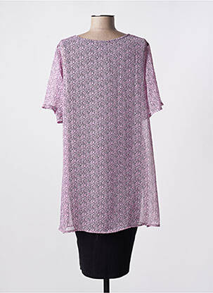 Rochie midi imprimeu floral mâneci scurte roz ZHENZI femeie