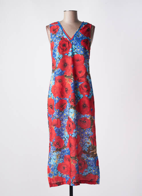 Rochie lungă imprimeu floral fără mâneci roșu MALOKA femme