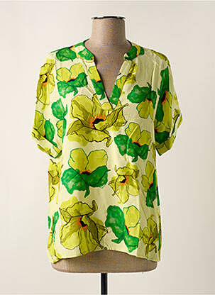 Bluză țesătură poplin mâneci scurte verde SIGNE NATURE femeie