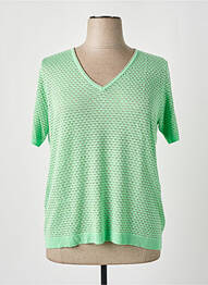 Pulover croială cambrată mâneci scurte verde LEO & UGO femme