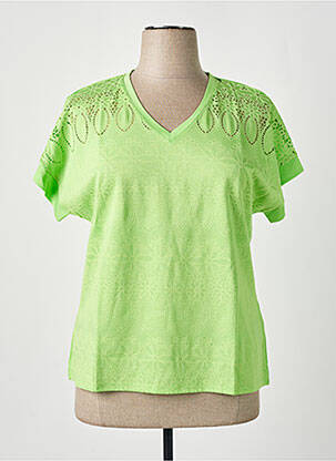 Tricou croială dreaptă mâneci scurte verde LEO & UGO femeie