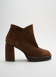 Botine/ghete nubuc toc de 7 la 9 cm maro GADEA femme
