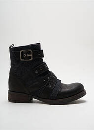 Botine/ghete țesătură satinată toc plat până la 3 cm negru BRAKO femme