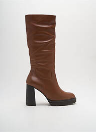 Cizme material neted toc de 7 la 9 cm maro GADEA femme