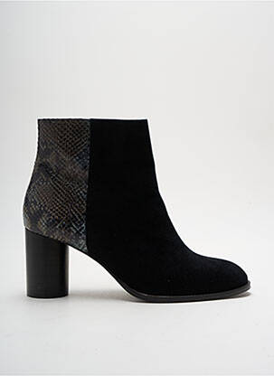Botine/ghete țesătură satinată toc de 4 la 6 cm negru ANAKI femeie
