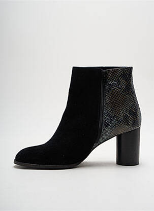 Botine/ghete țesătură satinată toc de 4 la 6 cm negru ANAKI femeie