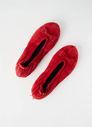Papuci/pantofi de casă talpă exterioară din piele toc plat până la 3 cm roșu GLOVE STORY femeie