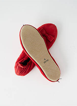 Papuci/pantofi de casă talpă exterioară din piele toc plat până la 3 cm roșu GLOVE STORY femeie