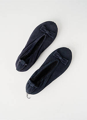 Papuci/pantofi de casă talpă exterioară din piele toc plat până la 3 cm albastru GLOVE STORY femeie