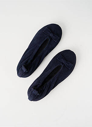 Papuci/pantofi de casă talpă exterioară din piele toc plat până la 3 cm albastru GLOVE STORY femeie