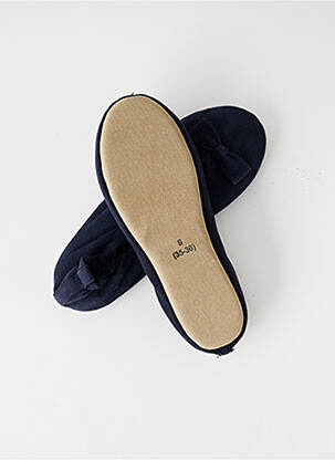 Papuci/pantofi de casă talpă exterioară din piele toc plat până la 3 cm albastru GLOVE STORY femeie