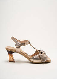 Sandale/pantofi decupați material neted toc de 4 la 6 cm auriu HISPANITAS femme