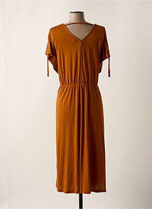 Rochie midi mâneci scurte mâneci scurte portocalie LOLA ESPELETA femeie