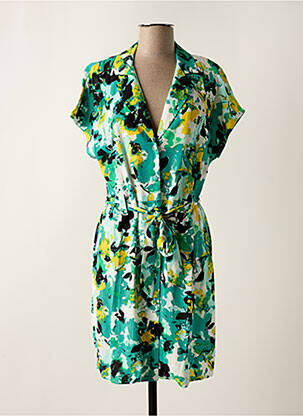 Rochie midi imprimeu floral mâneci scurte verde VILA femeie