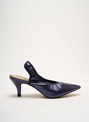 Pantofi cu toc țesătură satinată toc de 4 la 6 cm albastru QOO TUM femme