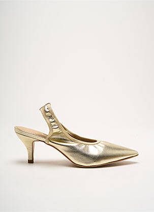 Pantofi cu toc țesătură satinată toc de 4 la 6 cm auriu QOO TUM femme