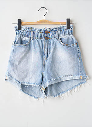 Șort țesătură denim talie înaltă albastru SANS MARQUE femeie