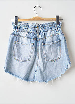 Șort țesătură denim talie înaltă albastru SANS MARQUE femeie