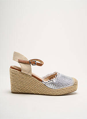 Espadrile țesătură satinată toc de 4 la 6 cm argintiu VANESSA WU femeie