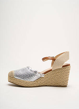Espadrile țesătură satinată toc de 4 la 6 cm argintiu VANESSA WU femeie